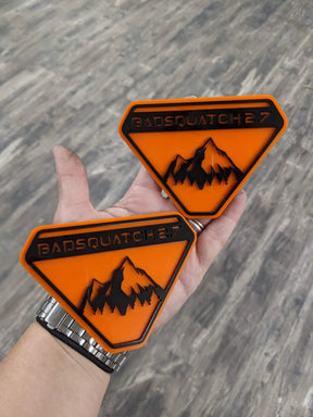 Fender Badge Pair - Custom Text Mountains - Fits 2021+ Bronco® Badlands® - Matte Black on Black