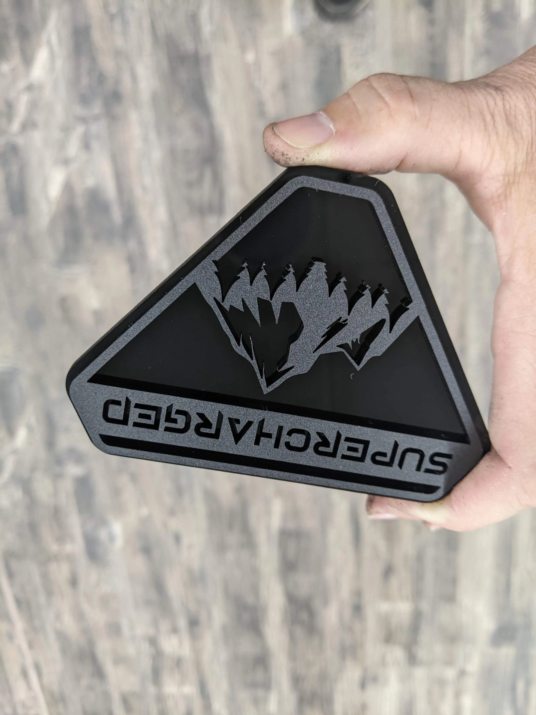 Fender Badge Pair - Custom Text Mountains - Fits 2021+ Bronco® Badlands® - Matte Black on Black