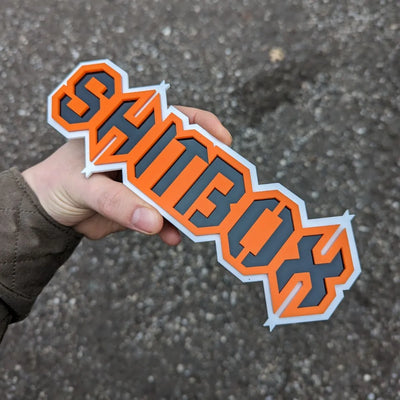 Custom Text Vehicle Badge - Box Font - Multiple Colors Choices Available