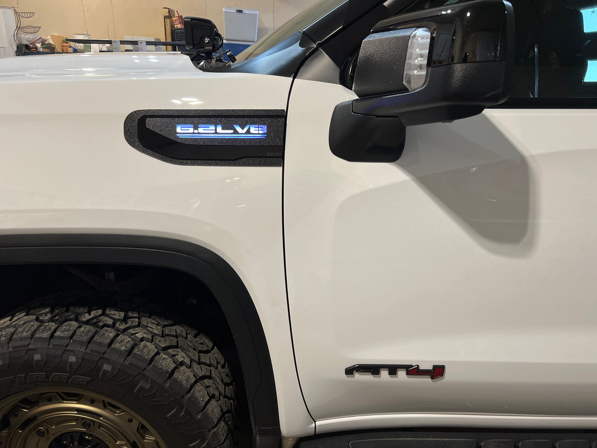 Ensemble d'insignes d'aile à LED 6,2 L V8 - Compatible avec GMC® Sierra® 1500 2019-2023 - Comme vu sur Donslife